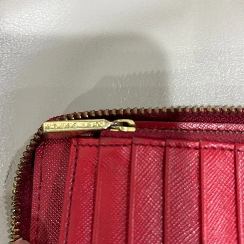 Tory Burch Cherry Red Saffiano Wallet with Gold Logo